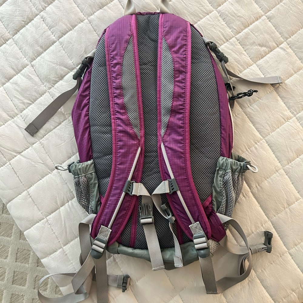 L.L.Bean Plum Backpack with Gray Accents - Picture 2 of 2